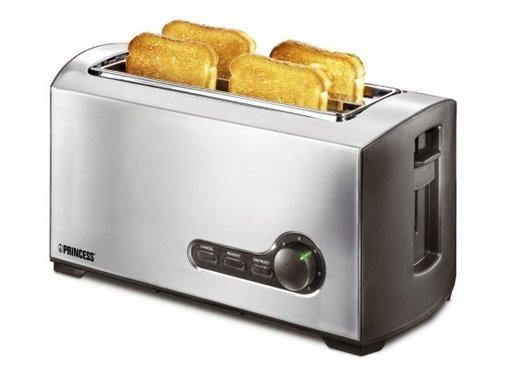Stainless Steel Princess Toaster with Four Slots and Adjustable Browning Control for Perfect Toast